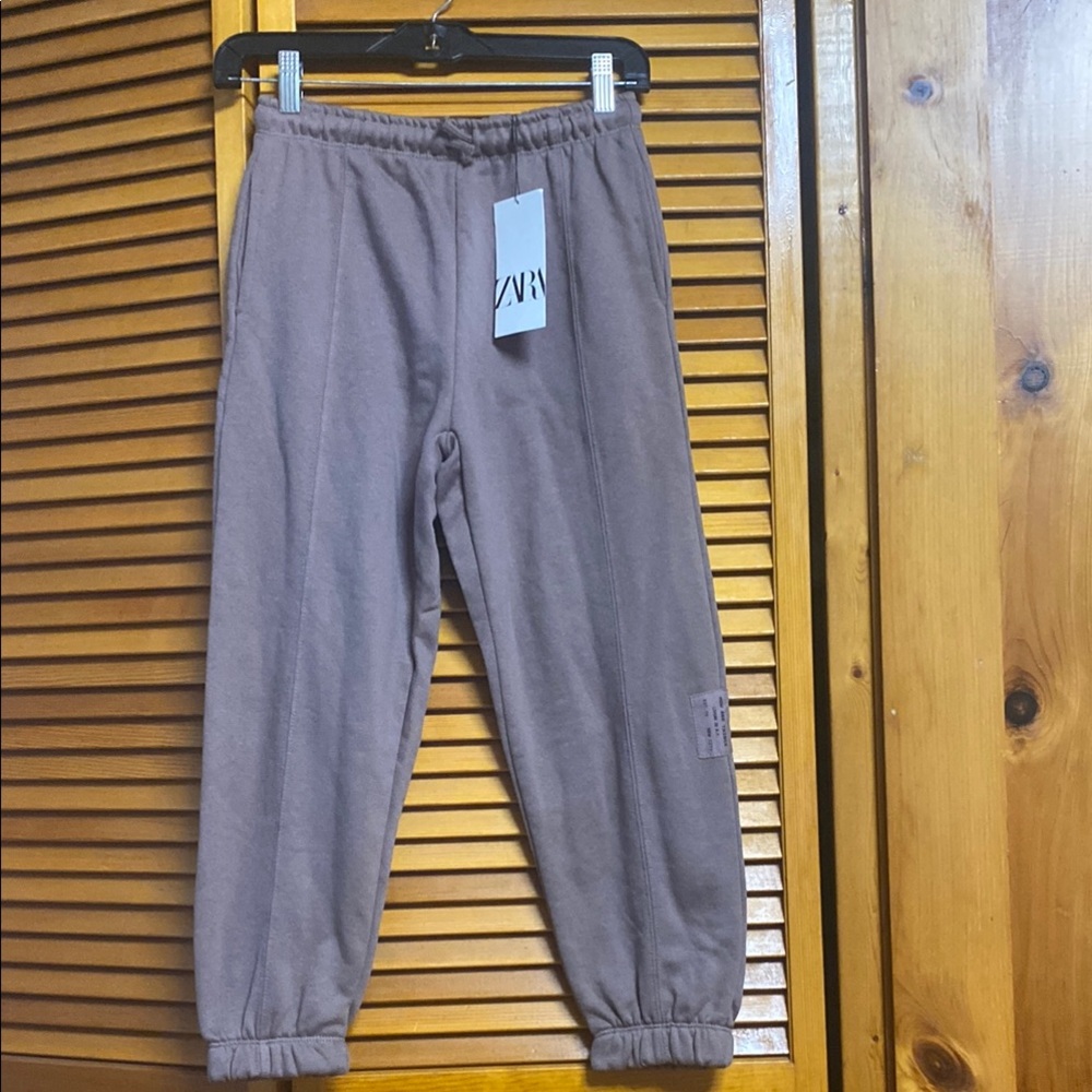 Zara Brown Casual Sweatpants with Elastic Waistband